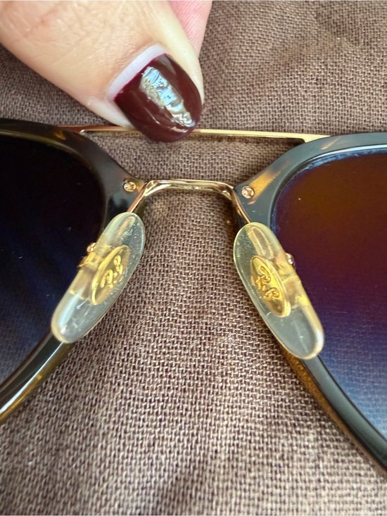 Ray-Ban Gold Frame Sunglasses with Blue Mirror Lenses main image 7